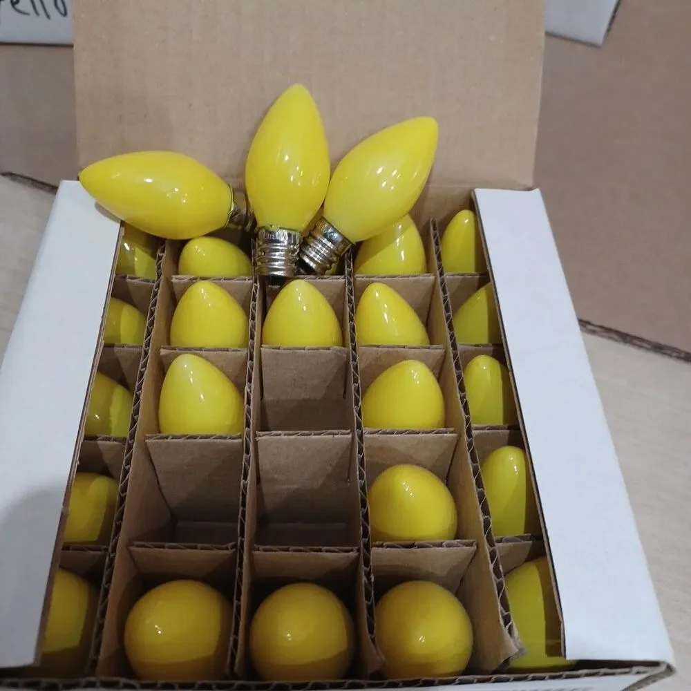 C7 5W Yellow Box of 25 Replacement Bulbs Opaque 120v Light Show Craft outdoor